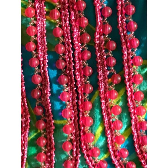 READ 100% Silk Lilly Pulitzer Blue Green Floral Beaded Women's Tunic Shirt S M - Picture 5 of 8